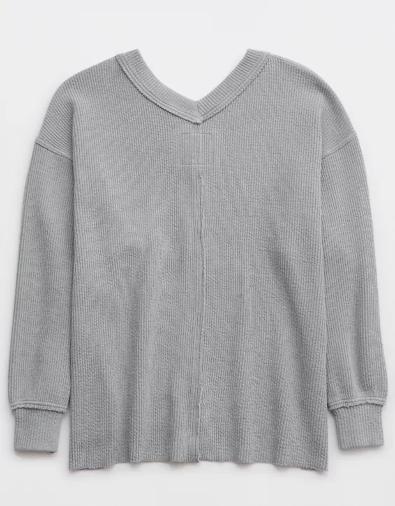 Aerie Wonder Textured V-Neck Sweatshirt