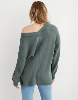 Aerie Wonder Textured V-Neck Sweatshirt