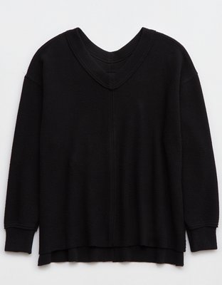 Aerie Wonder Textured V-Neck Sweatshirt