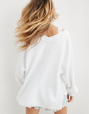 Aerie Wonder Textured V-Neck Sweatshirt