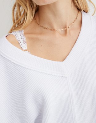 Aerie Wonder Textured V-Neck Sweatshirt