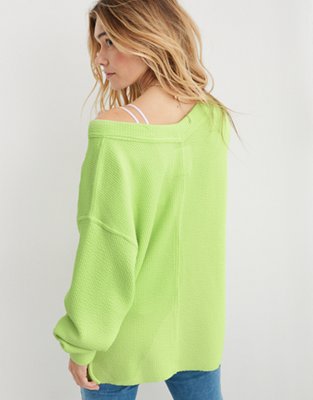 Aerie Wonder Textured V-Neck Sweatshirt