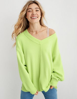 Aerie Wonder Textured V-Neck Sweatshirt