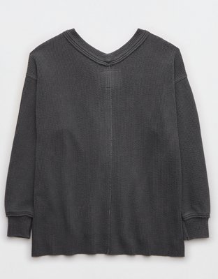 Aerie Wonder Textured V-Neck Sweatshirt