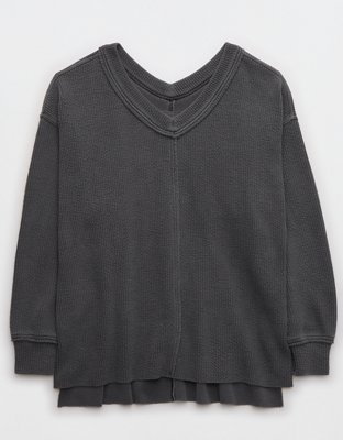 Aerie Wonder Textured V-Neck Sweatshirt