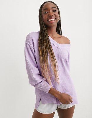 Aerie Wonder Textured V-Neck Sweatshirt