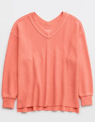 Aerie Wonder Textured V-Neck Sweatshirt