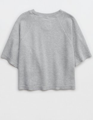 Aerie Lightweight Ribbed Short Sleeve Sweatshirt