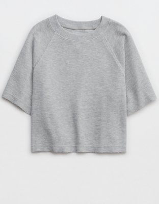Женские худи Aerie Lightweight Ribbed Short Sleeve Sweatshirt — фото 2