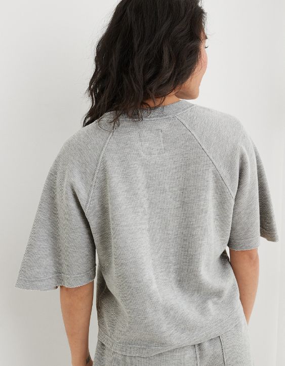 Aerie Sweatshirt ligera manga corta en punto elástico