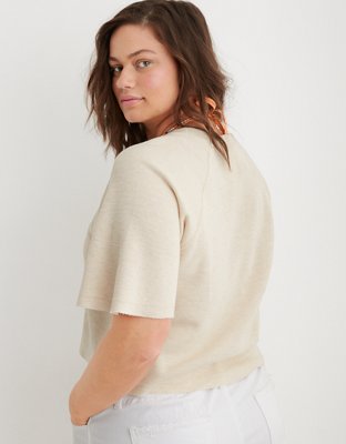 Aerie Lightweight Ribbed Short Sleeve Sweatshirt