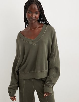 Womens v neck sweatshirt hot sale