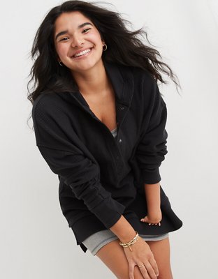 Aerie Textured Henley Hoodie