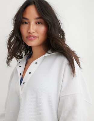 Chandail à capuchon texturé henley Aerie