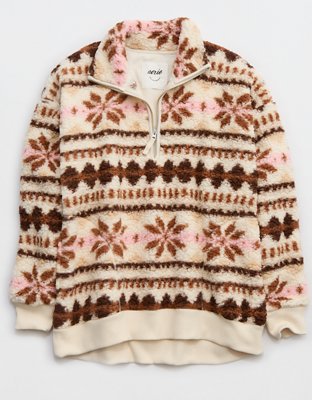 Tessa Quarter Zip | Printed Fleece | Botany Print Marine