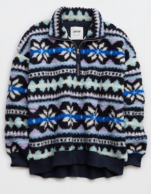 Aerie sherpa quarter online zip sweater