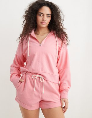 Pink Fleece Half Zip Lounge Top