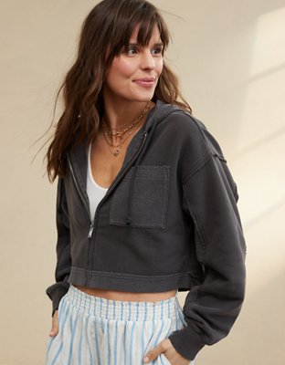 Aerie Cropped Full Zip Hoodie