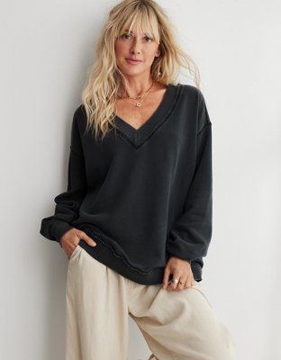 Aerie Cropped Open Neck Hoodie