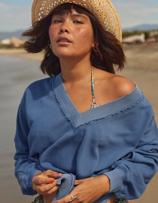 Aerie Vacay Every Day V Neck Sweatshirt