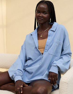 Aerie Take It Easy Popover Polo Sweatshirt