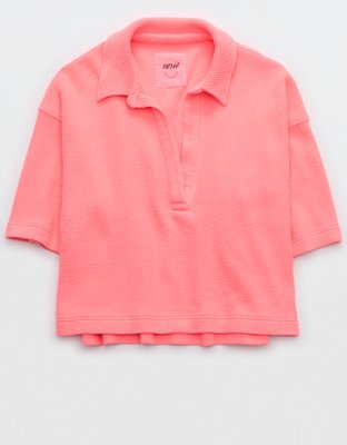 Aerie Wonder Short Sleeved Polo Sweatshirt