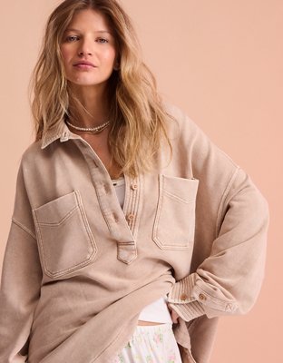 Aerie Popover Polo Sweatshirt