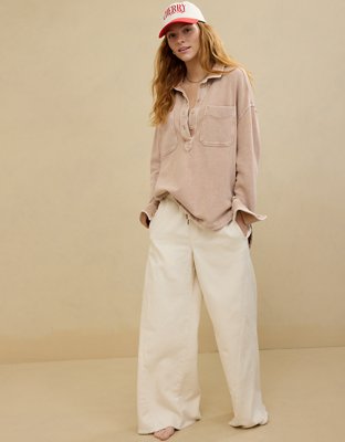 Aerie Popover Polo Sweatshirt