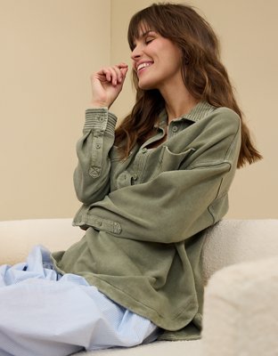 Aerie Popover Polo Sweatshirt