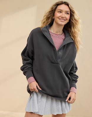 Aerie Getaway Quarter Snap Sweatshirt