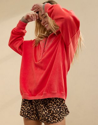 Aerie Getaway Quarter Snap Sweatshirt