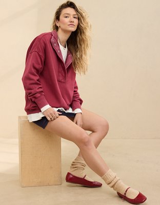 Aerie Getaway Quarter Snap Sweatshirt | Aerie