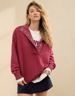 Aerie Getaway Quarter Snap Sweatshirt