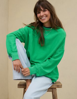 Aerie Big Chill Textured Crew Sweatshirt