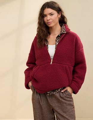 Aerie Sherpa Quarter Zip Sweatshirt