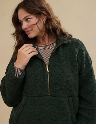 Aerie Sherpa Quarter Zip Sweatshirt