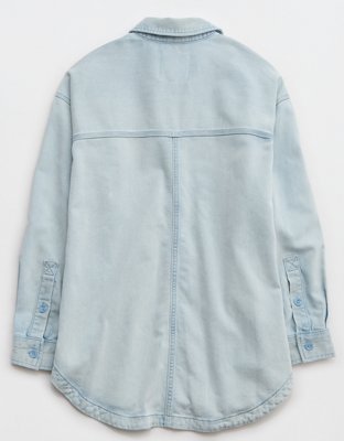 Женские джинсы Aerie AE x Aerie Match Made In Denim Fleece Shacket — фото 6