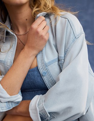 AE x Aerie Match Made In Denim Fleece Shacket | Aerie