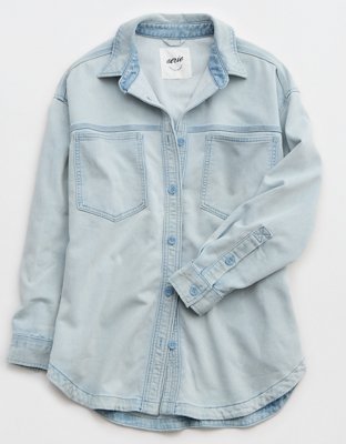 AE x Aerie Match Made Denim Fleece Shacket