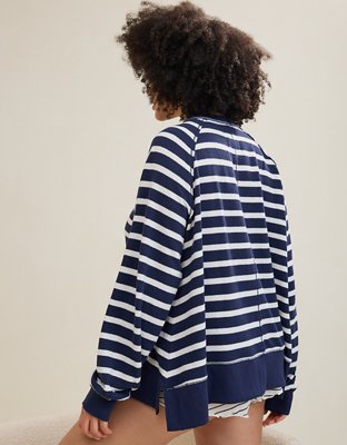 Aerie Textured East West Crew Sweatshirt