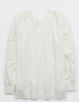 Aerie Downtime Textured V-Neck Sweatshirt