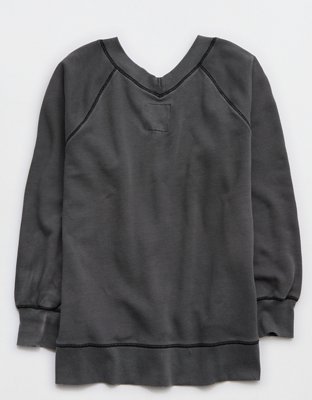 Aerie Downtime Textured V-Neck Sweatshirt