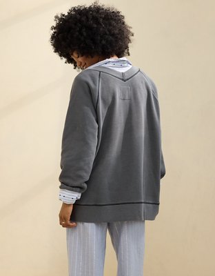 Aerie Downtime Textured V-Neck Sweatshirt