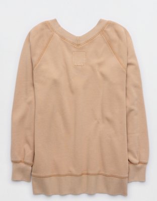 Aerie Downtime Textured V-Neck Sweatshirt