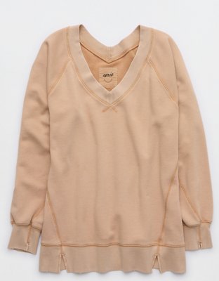 Aerie Downtime Textured V-Neck Sweatshirt