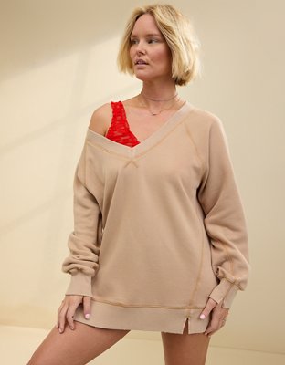 Aerie Downtime Textured V-Neck Sweatshirt