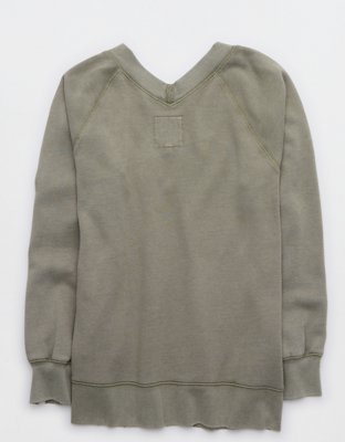 Aerie Downtime Textured V-Neck Sweatshirt