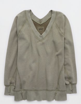 Aerie Downtime Textured V-Neck Sweatshirt