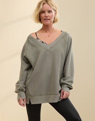 Aerie Downtime Textured V-Neck Sweatshirt