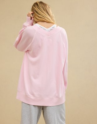 Aerie Downtime Textured V-Neck Sweatshirt